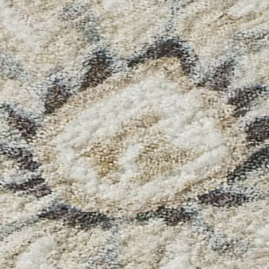 Ivory Copper And Gray Floral Washable Area Rug With UV Protection Photo 2