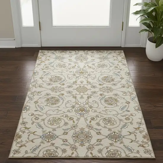 Ivory Copper And Gray Moroccan Washable Area Rug With UV Protection Photo 2