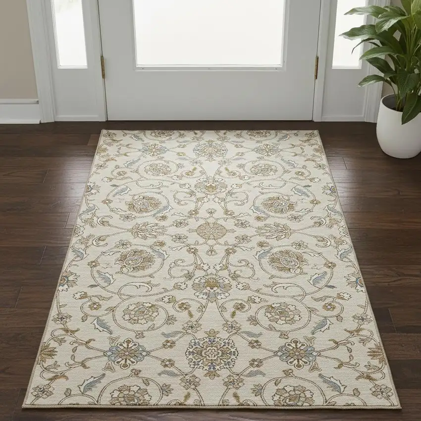 Ivory Copper And Gray Moroccan Washable Area Rug With UV Protection Photo 2