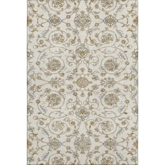 Ivory Copper And Gray Moroccan Washable Area Rug With UV Protection Photo 1