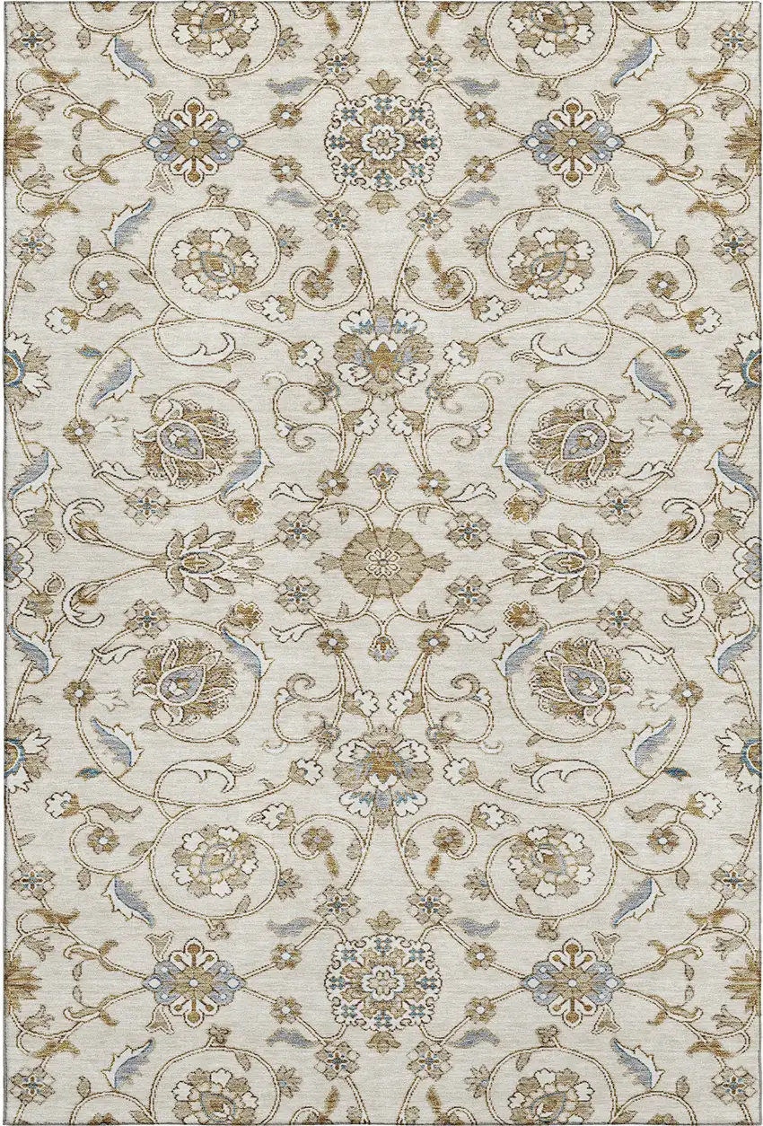 Ivory Copper And Gray Moroccan Washable Area Rug With UV Protection Photo 1