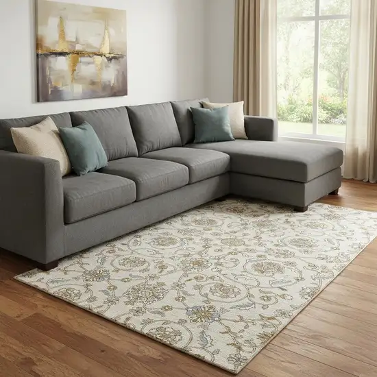 Ivory Copper And Gray Moroccan Washable Area Rug With UV Protection Photo 2