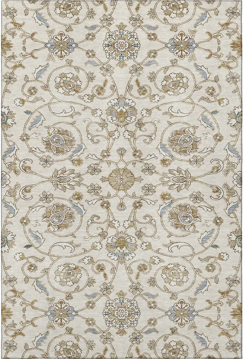 Ivory Copper And Gray Moroccan Washable Area Rug With UV Protection Photo 2