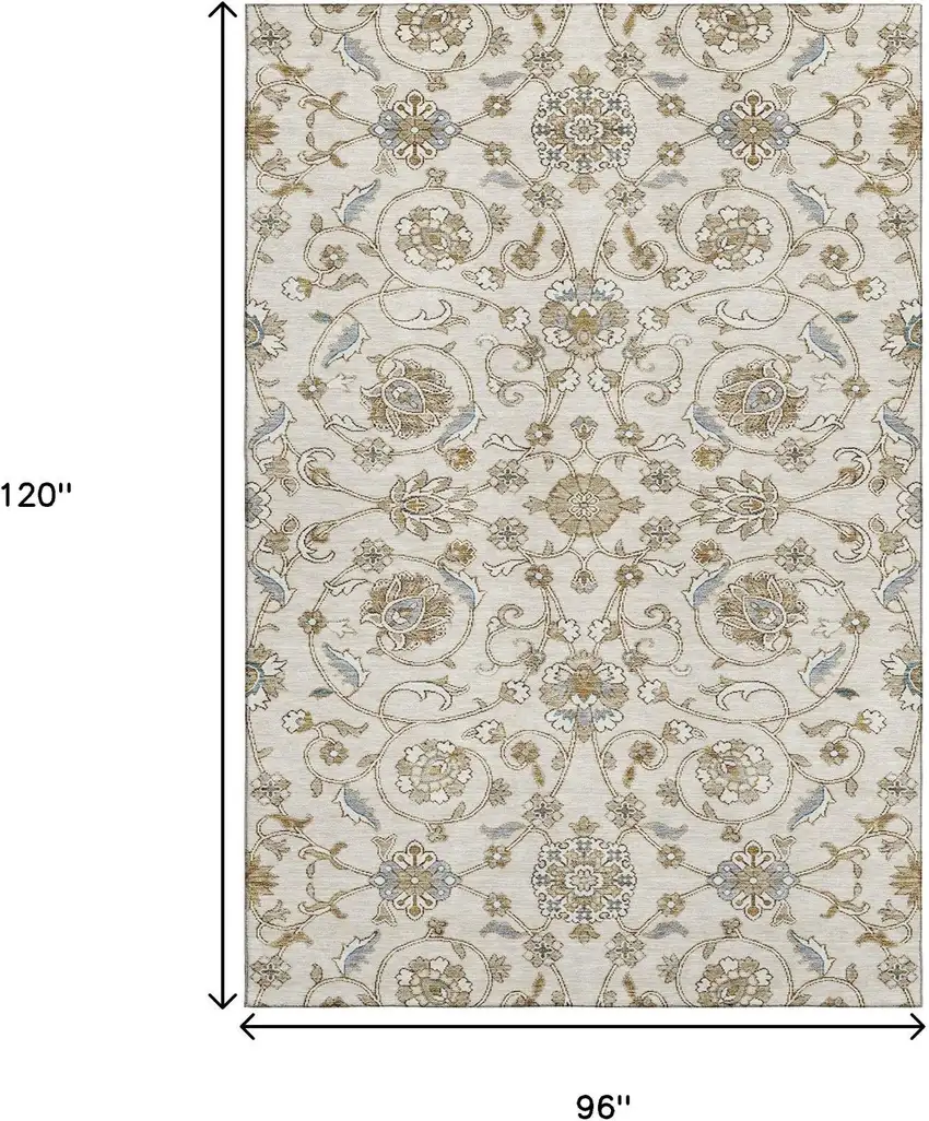 Ivory Copper And Gray Moroccan Washable Area Rug With UV Protection Photo 9