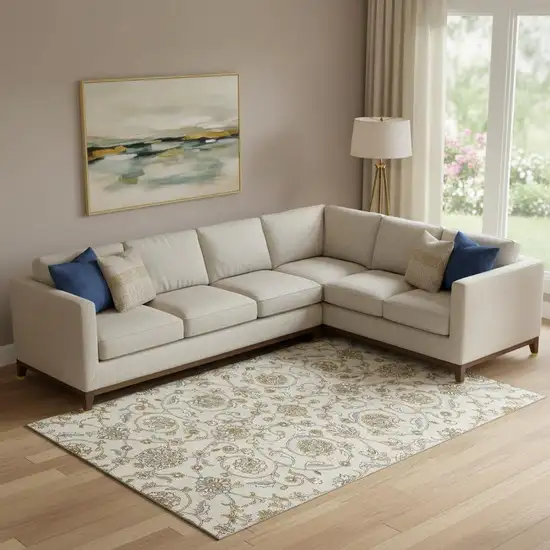 Ivory Copper And Gray Moroccan Washable Area Rug With UV Protection Photo 2