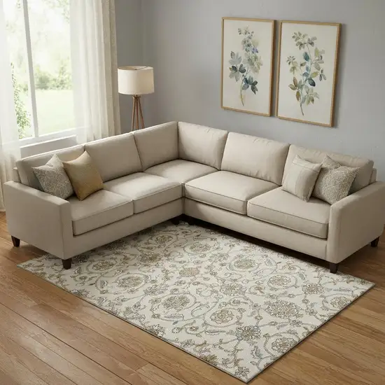 Ivory Copper And Gray Moroccan Washable Area Rug With UV Protection Photo 2