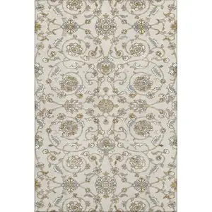 Photo of Ivory Copper And Gray Moroccan Washable Area Rug With UV Protection