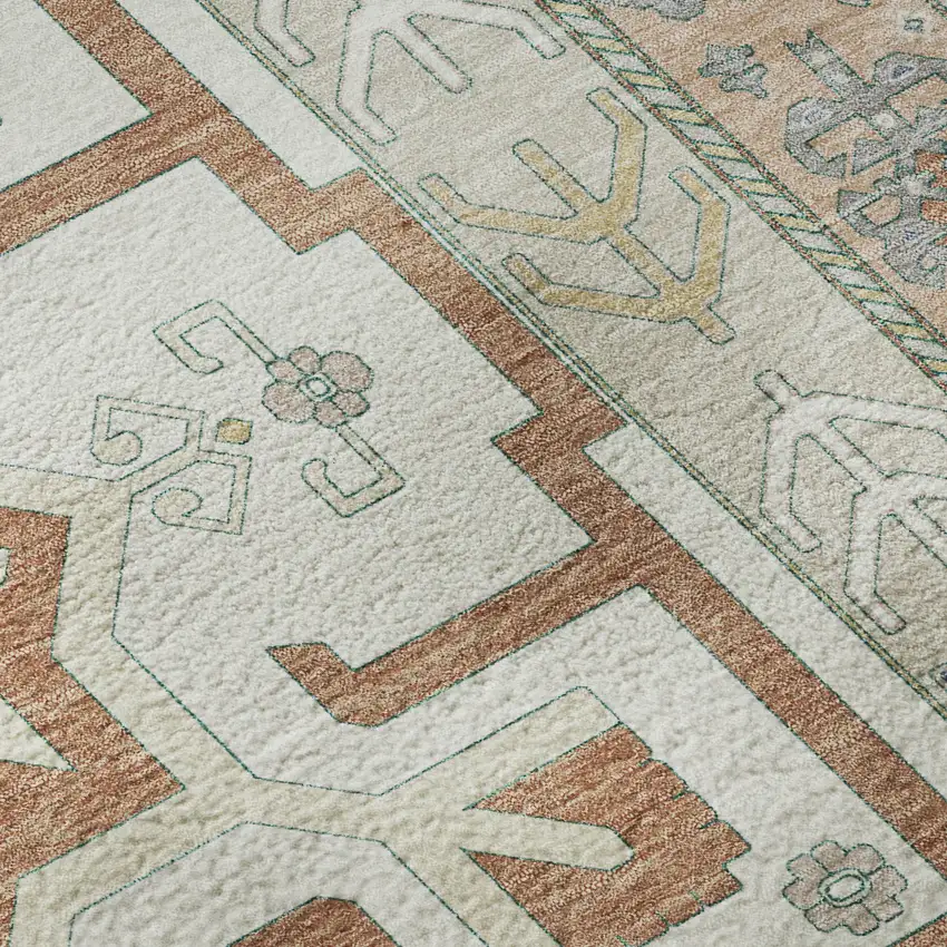 Ivory Copper And Teal Southwestern Washable Area Rug With UV Protection Photo 9