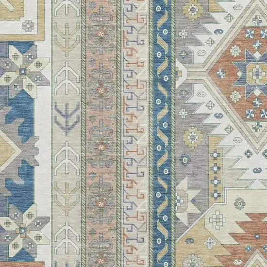 Ivory Copper And Teal Southwestern Washable Area Rug With UV Protection Photo 3