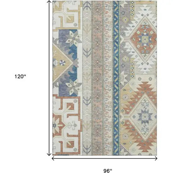 Ivory Copper And Teal Southwestern Washable Area Rug With UV Protection Photo 8