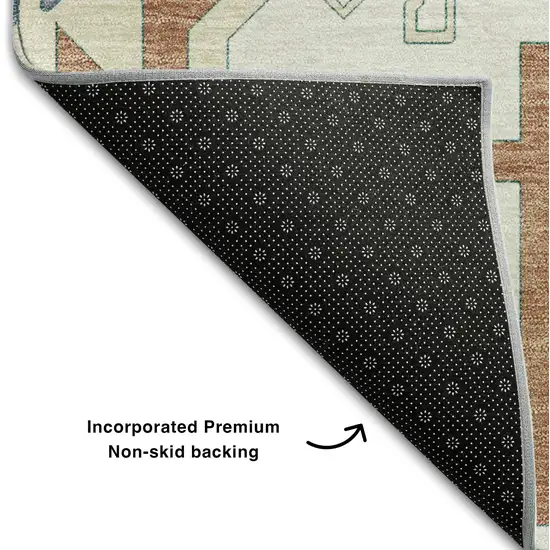 Ivory Copper And Teal Southwestern Washable Area Rug With UV Protection Photo 6