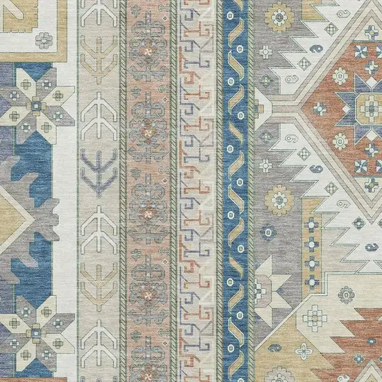 Ivory Copper And Teal Southwestern Washable Area Rug With UV Protection Photo 2