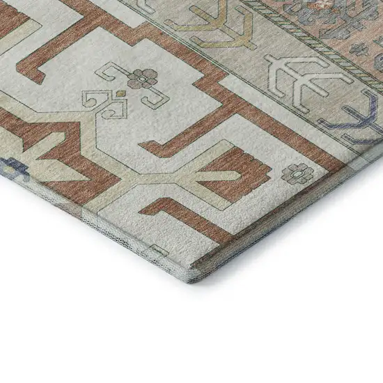 Ivory Copper And Teal Southwestern Washable Area Rug With UV Protection Photo 7