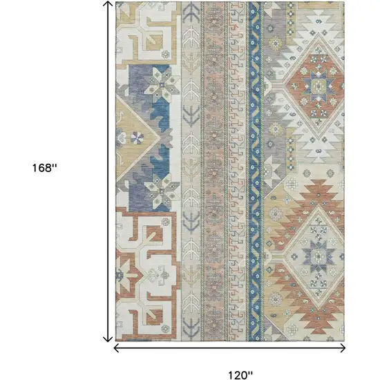 Ivory Copper And Teal Southwestern Washable Area Rug With UV Protection Photo 8