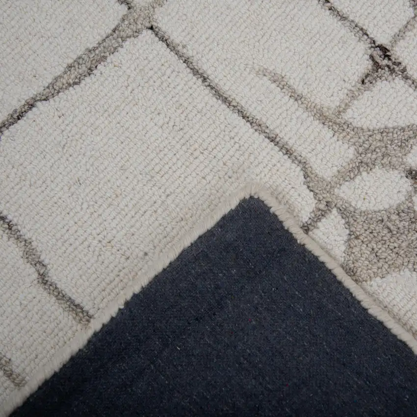 Ivory Dark Brown And Brown Wool Abstract Hand Tufted Area Rug Photo 4