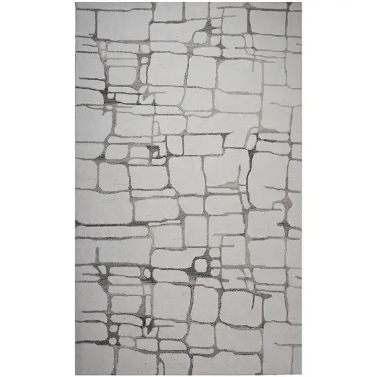 Ivory Dark Brown And Brown Wool Abstract Hand Tufted Area Rug Photo 2