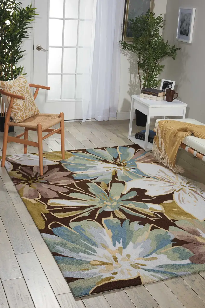 Ivory Dark Brown and Gray Floral Hand Carved Handmade Area Rug Photo 8