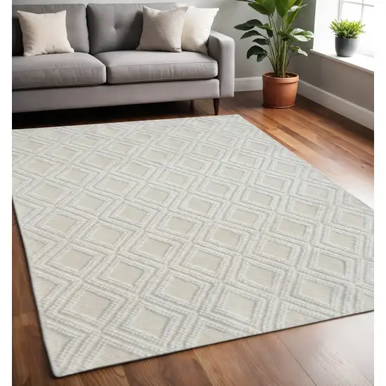 Ivory Geometric Handmade Area Rug Photo 1