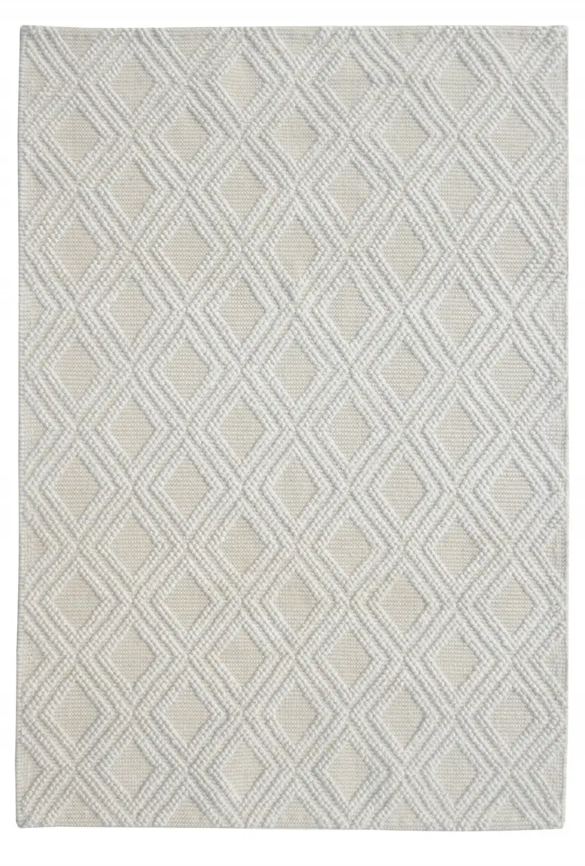 Ivory Diamond Lattice Modern Area Rug Photo 1