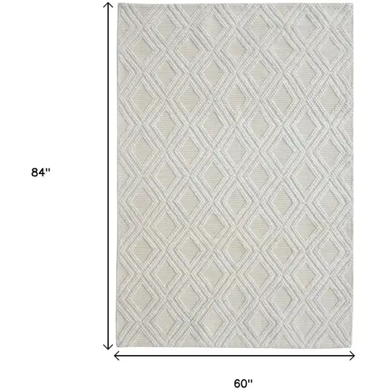 Ivory Geometric Handmade Area Rug Photo 3