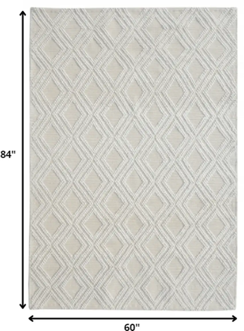 Ivory Diamond Lattice Modern Area Rug Photo 5