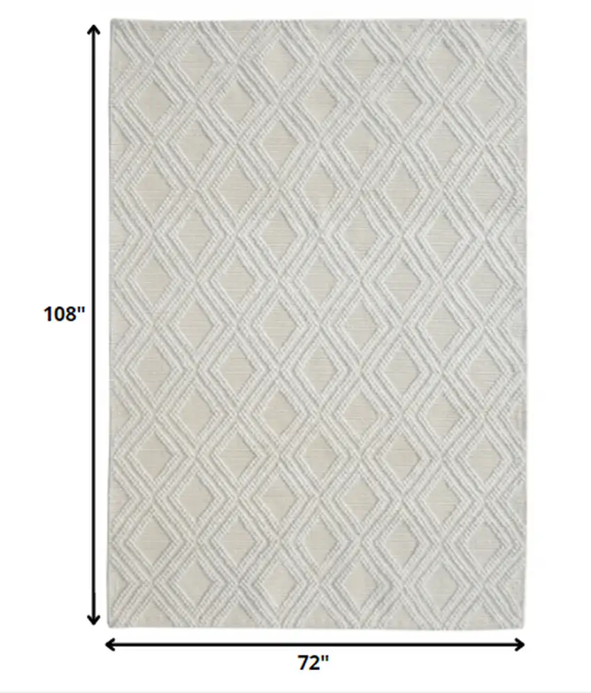 Ivory Diamond Lattice Modern Area Rug Photo 5
