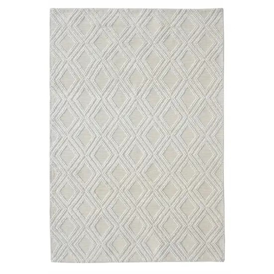 Ivory Geometric Handmade Area Rug Photo 4