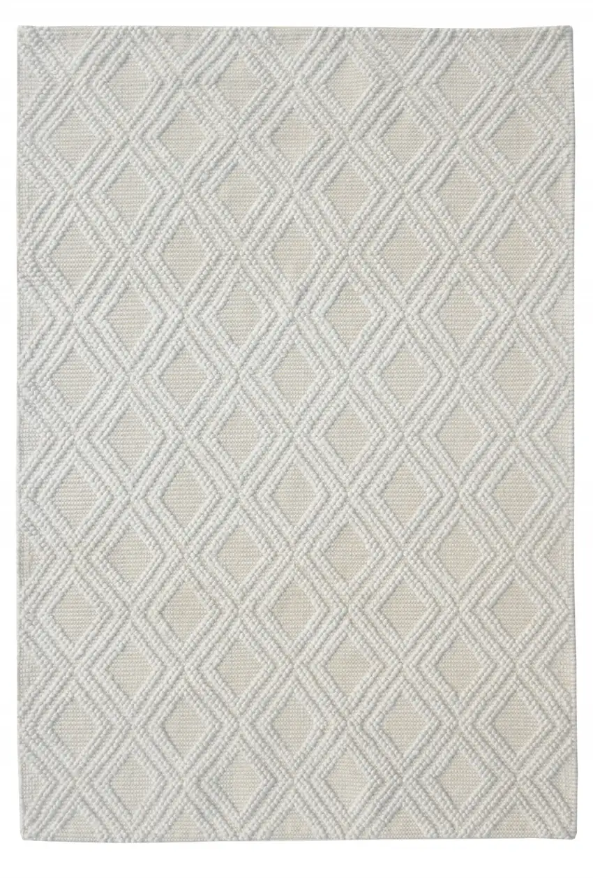 Ivory Geometric Handmade Area Rug Photo 4