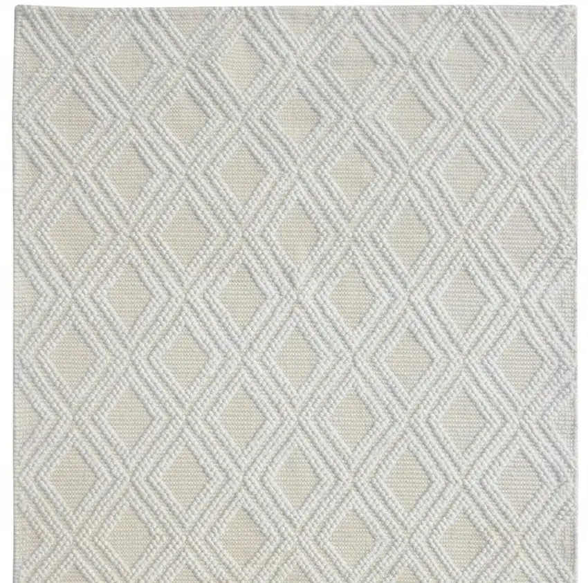 Ivory Geometric Handmade Area Rug Photo 3