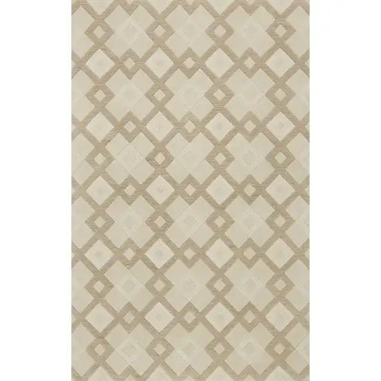Ivory And Brown Wool Geometric Hand Tufted Area Rug Photo 2