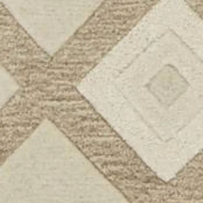 Ivory And Brown Wool Geometric Hand Tufted Area Rug Photo 4