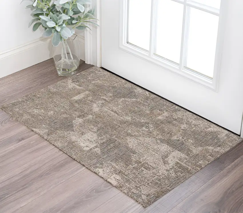 Ivory Distressed Diamonds Area Rug Photo 1