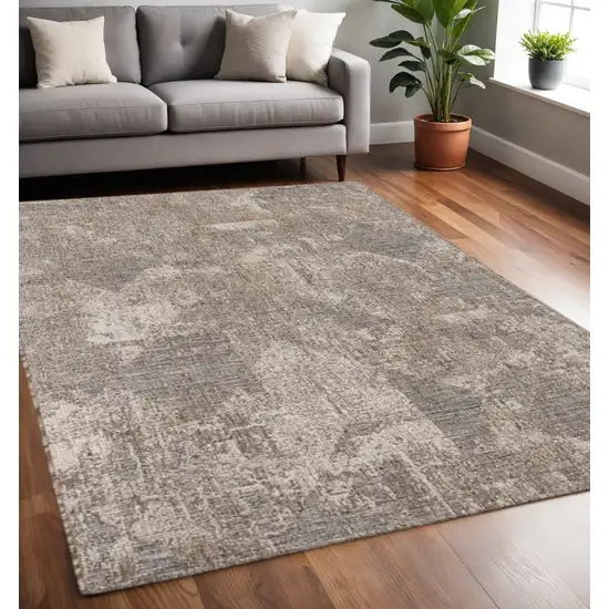 Gray and Ivory Abstract Area Rug Photo 2