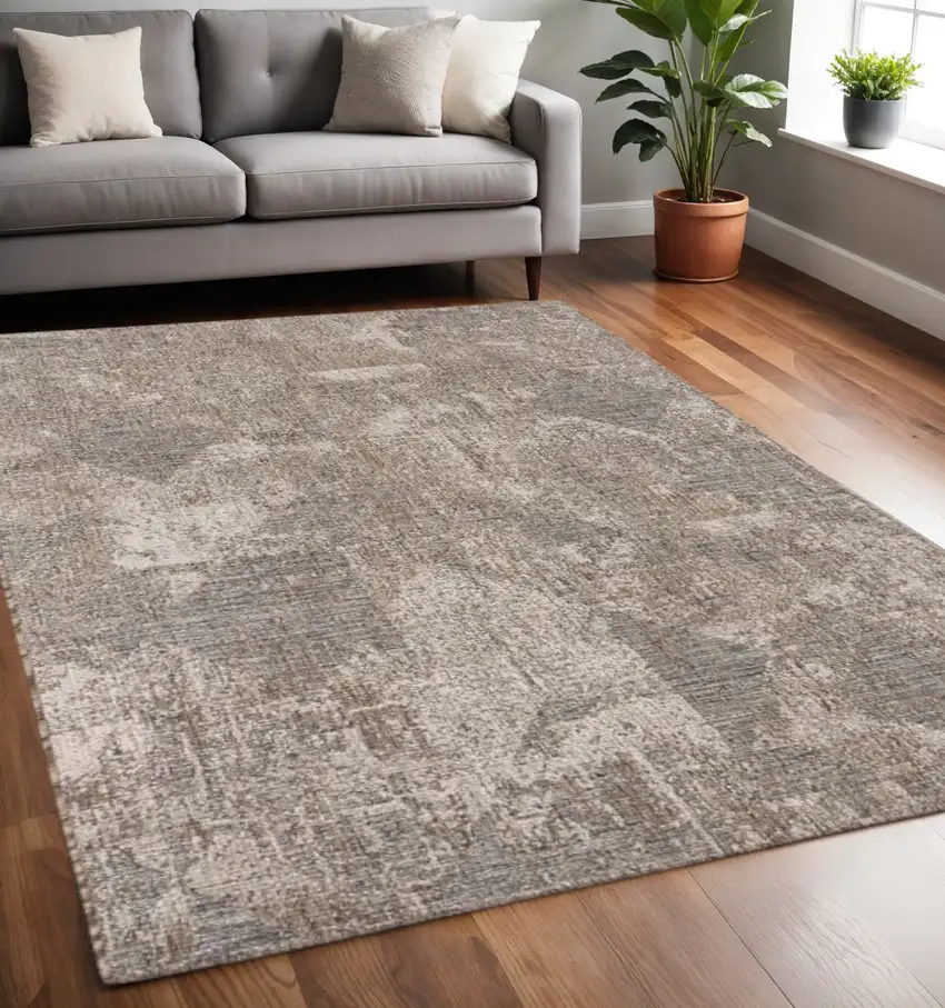 Gray and Ivory Abstract Area Rug Photo 2