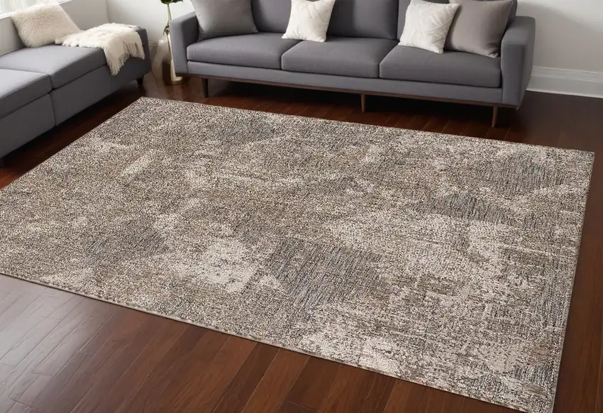 Gray and Ivory Abstract Area Rug Photo 1