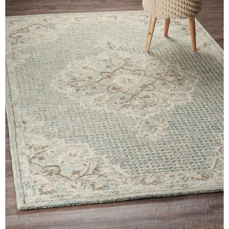 Ivory Distressed Floral Area Rug Photo 1