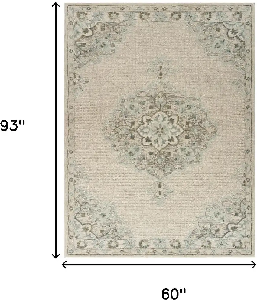 Ivory Wool Handmade Area Rug Photo 3