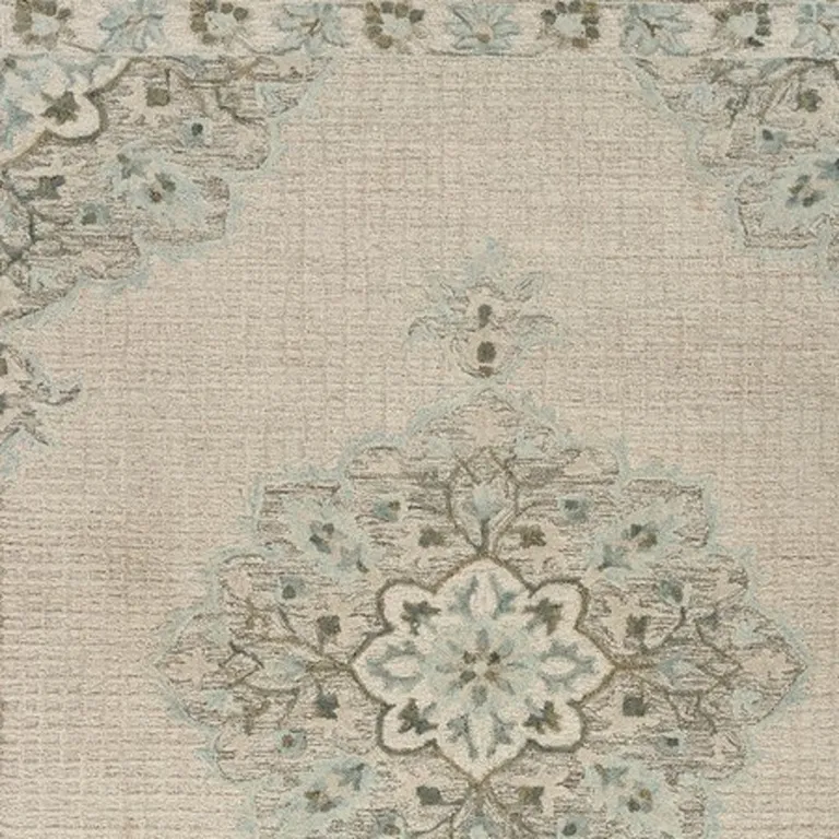 Ivory Distressed Floral Area Rug Photo 4