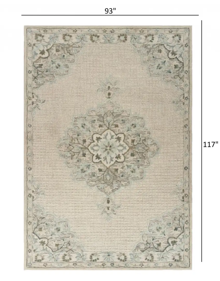 Ivory Distressed Floral Area Rug Photo 6