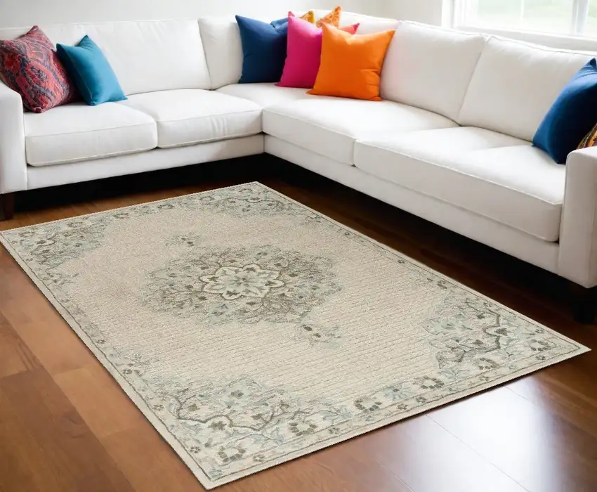 Ivory Wool Handmade Area Rug Photo 1