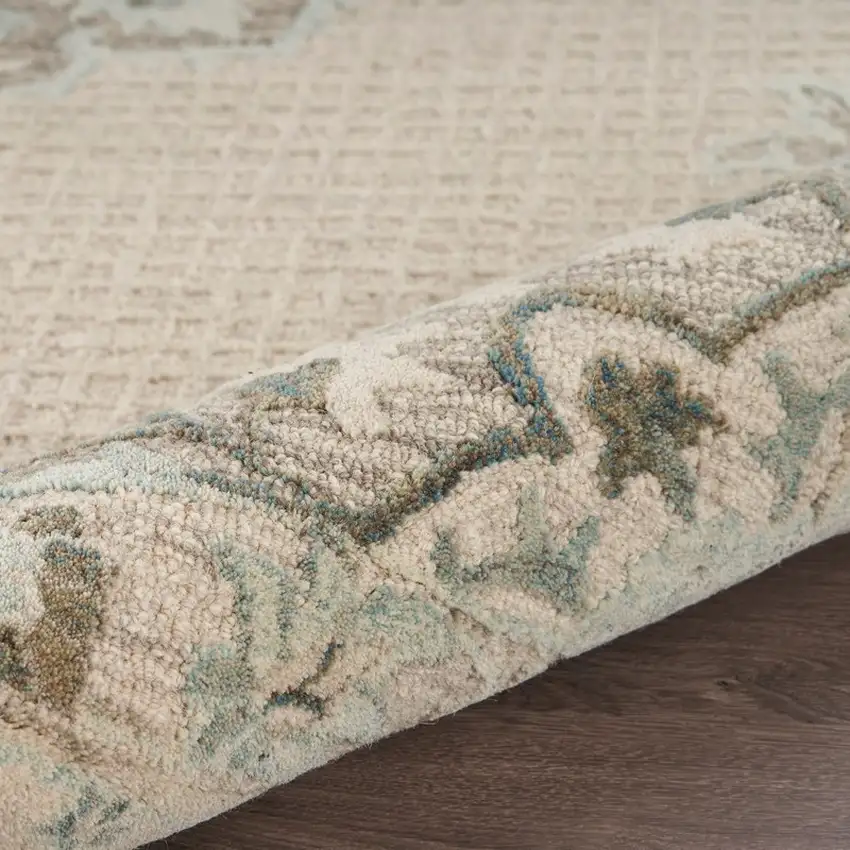 Ivory Distressed Floral Area Rug Photo 4