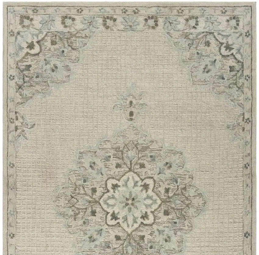Ivory Wool Handmade Area Rug Photo 4