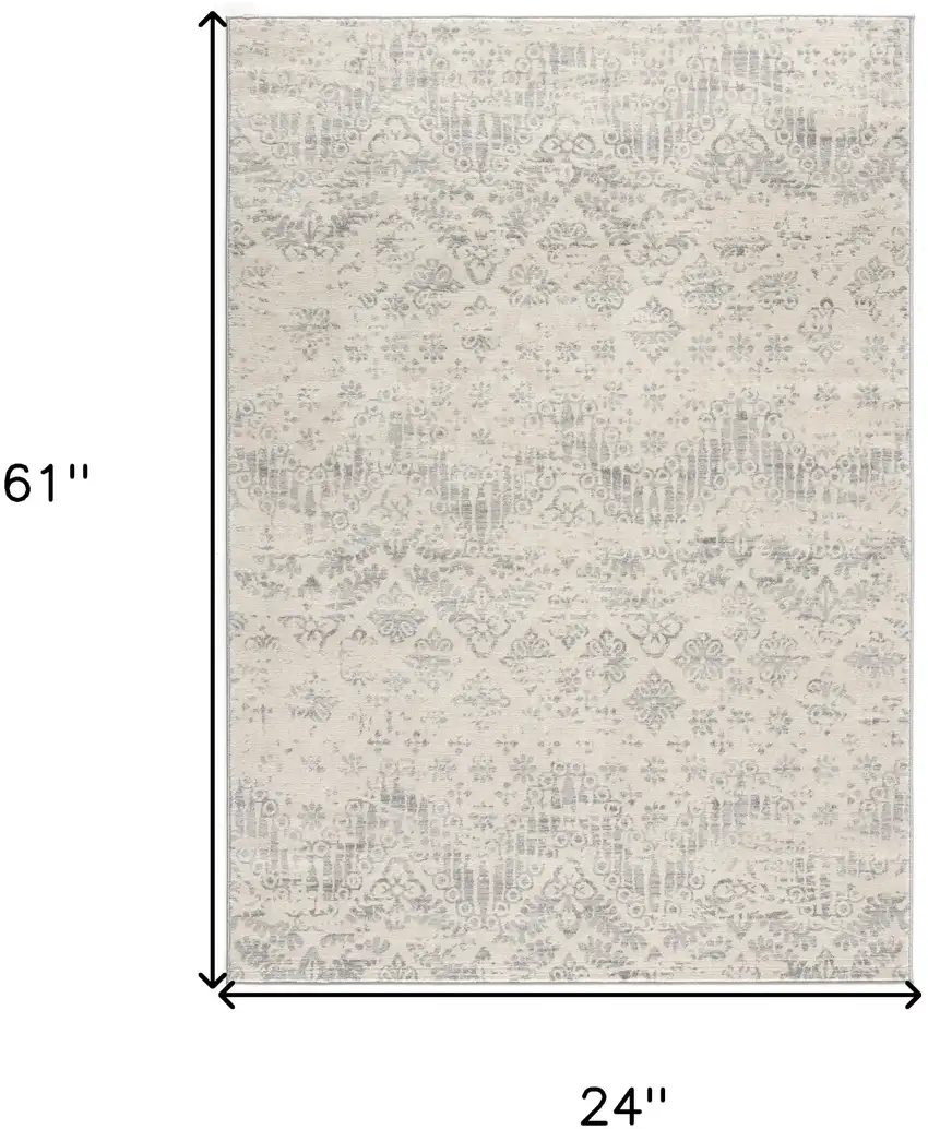 Ivory Abstract Area Rug Photo 3
