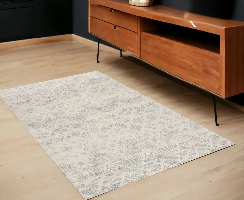Ivory Abstract Area Rug Photo 1