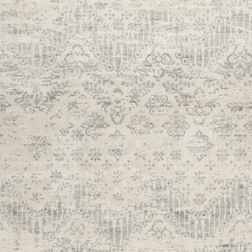 Ivory Distressed Ikat Pattern Area Rug Photo 1