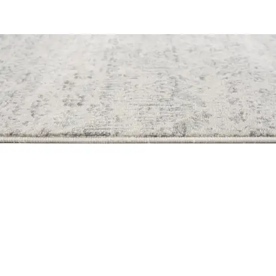 2' X 6' Ivory Distressed Ikat Pattern Area Rug Photo 7