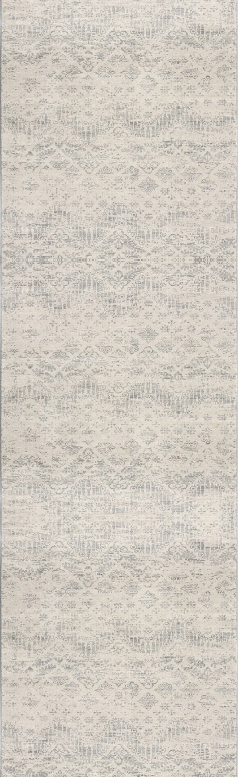 Ivory Distressed Ikat Pattern Area Rug Photo 2