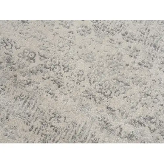 2' X 6' Ivory Distressed Ikat Pattern Area Rug Photo 4