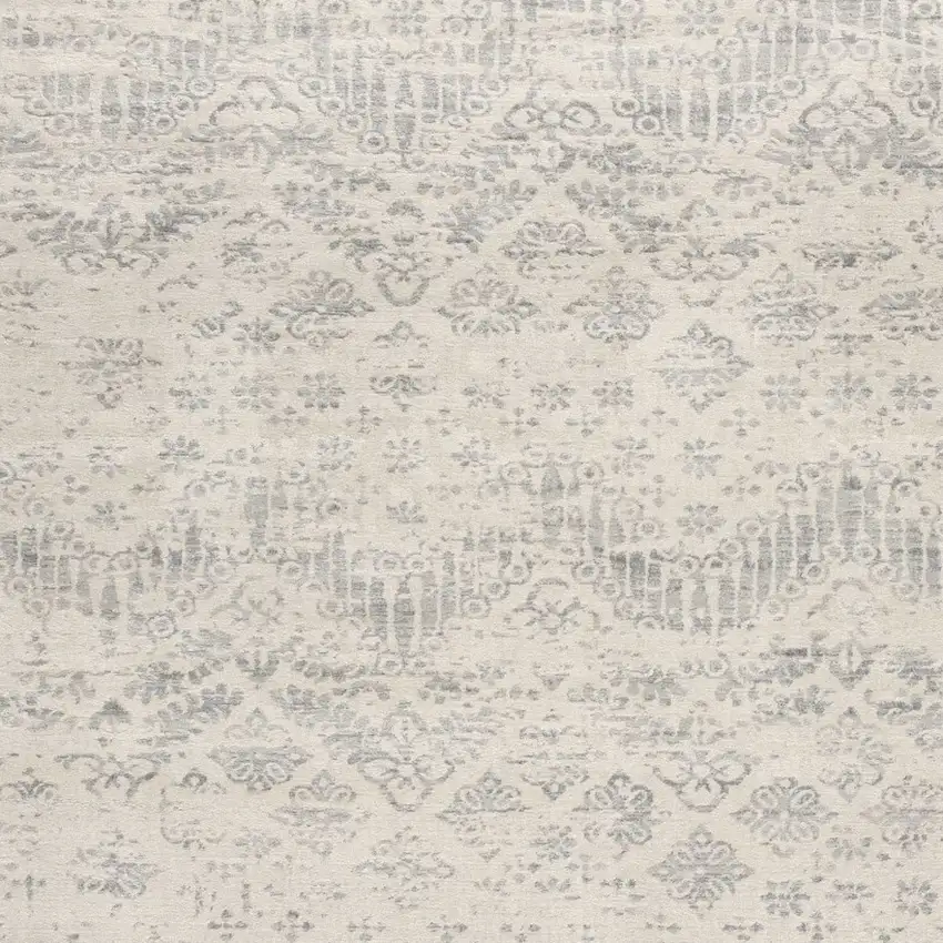 2' X 6' Ivory Distressed Ikat Pattern Area Rug Photo 5