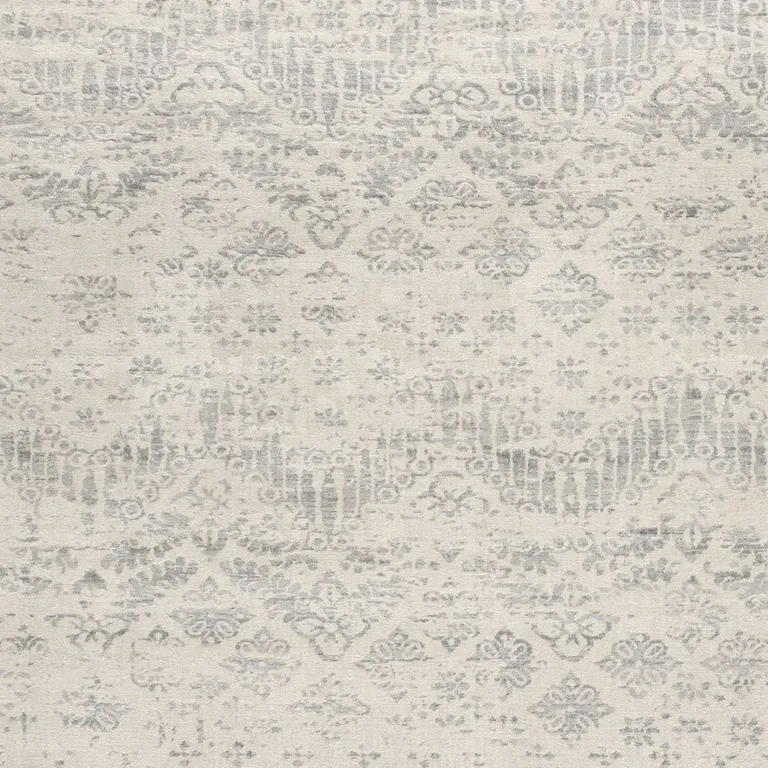 Ivory Distressed Ikat Pattern Area Rug Photo 5